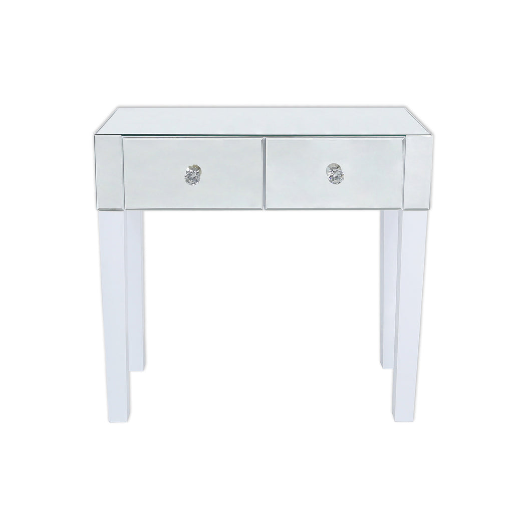 Dressing Table Set - Landscape Vanity Mirror with lights + Two Mirrored Drawers Dressing Table - VANITY LIVING