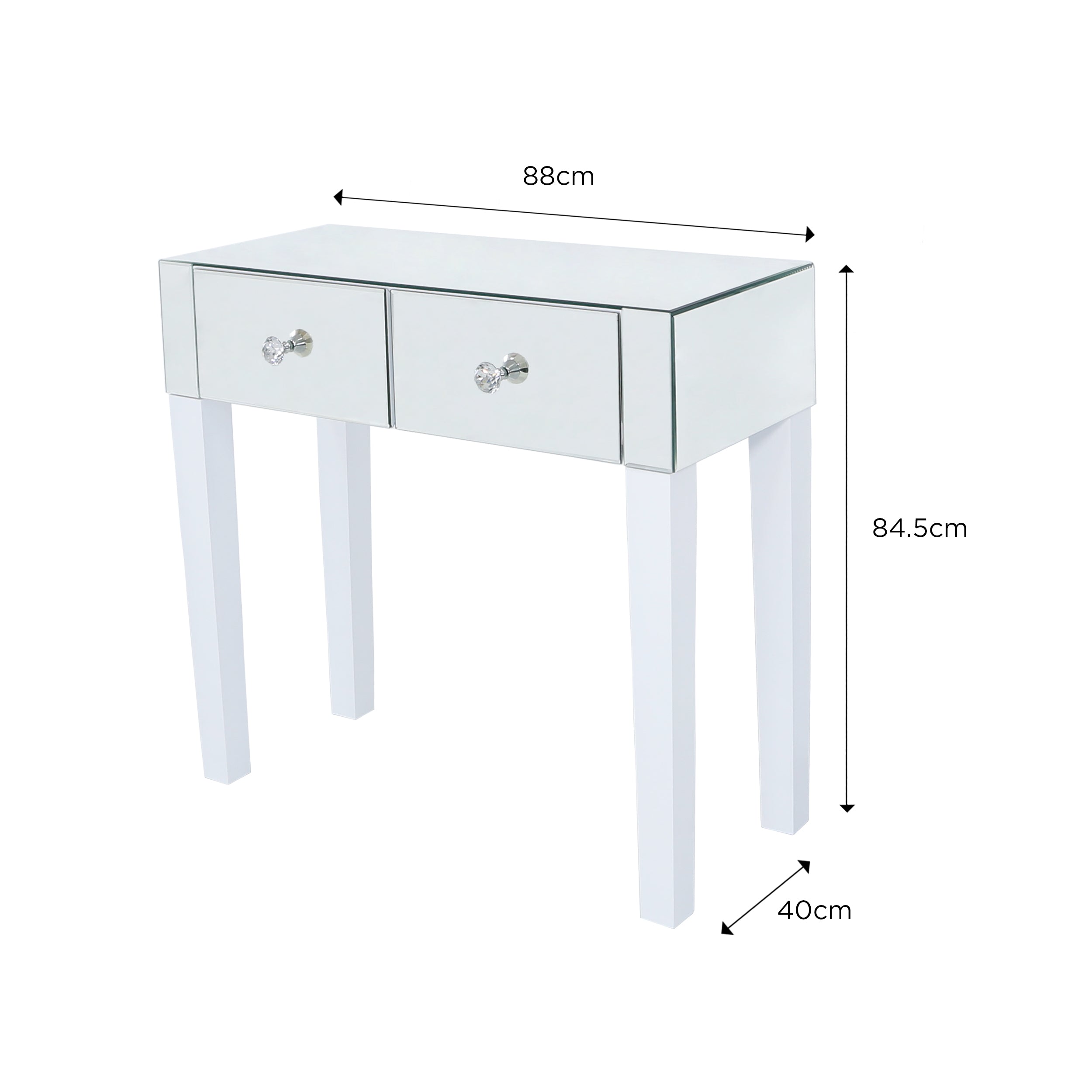 Two Mirrored Drawers Dressing Table Set with Stool VANITY LIVING