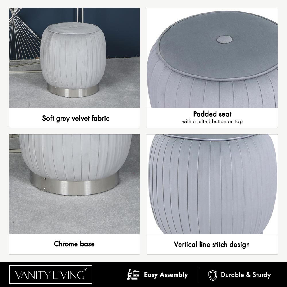stool, mirror stool chair, cushioned stool, mirrored cushioned stool, dressing stool, poufs stool, sitting stool, velvet stool