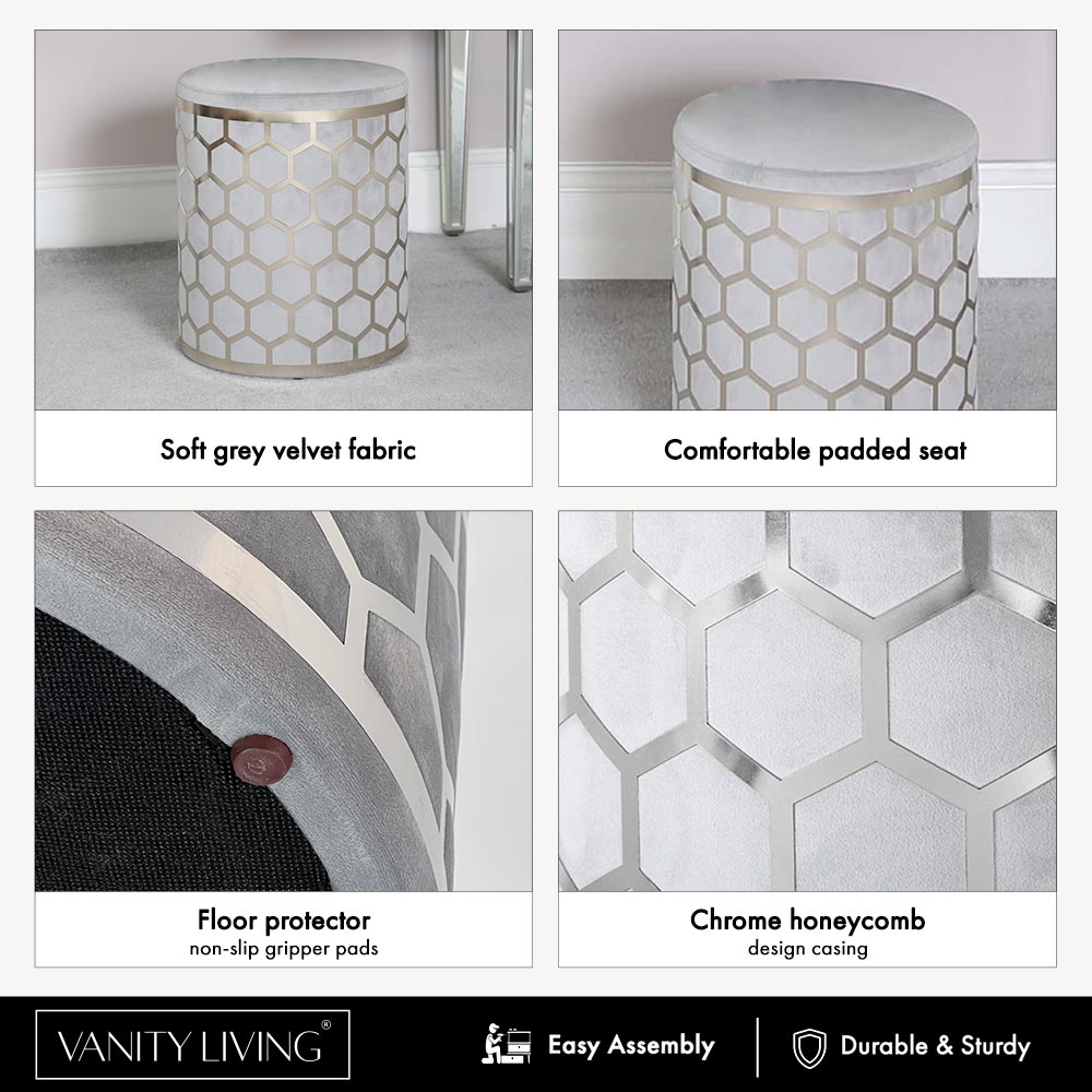 stool, mirror stool chair, cushioned stool, mirrored cushioned stool, dressing stool, poufs stool, sitting stool, velvet stool
