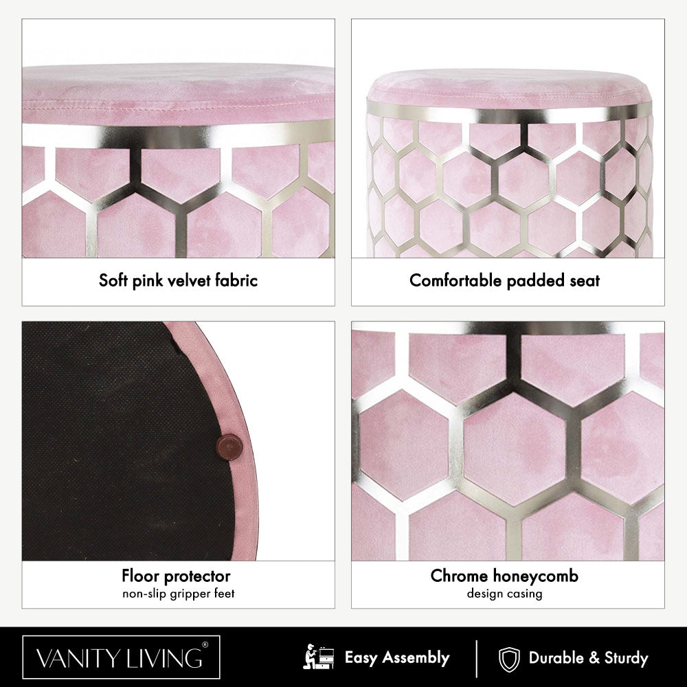 stool, mirror stool chair, cushioned stool, mirrored cushioned stool, dressing stool, poufs stool, sitting stool, velvet stool