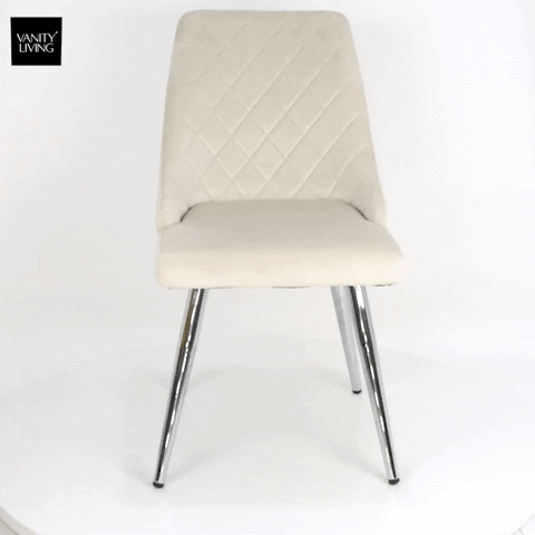 cream dining chair with chrome legs