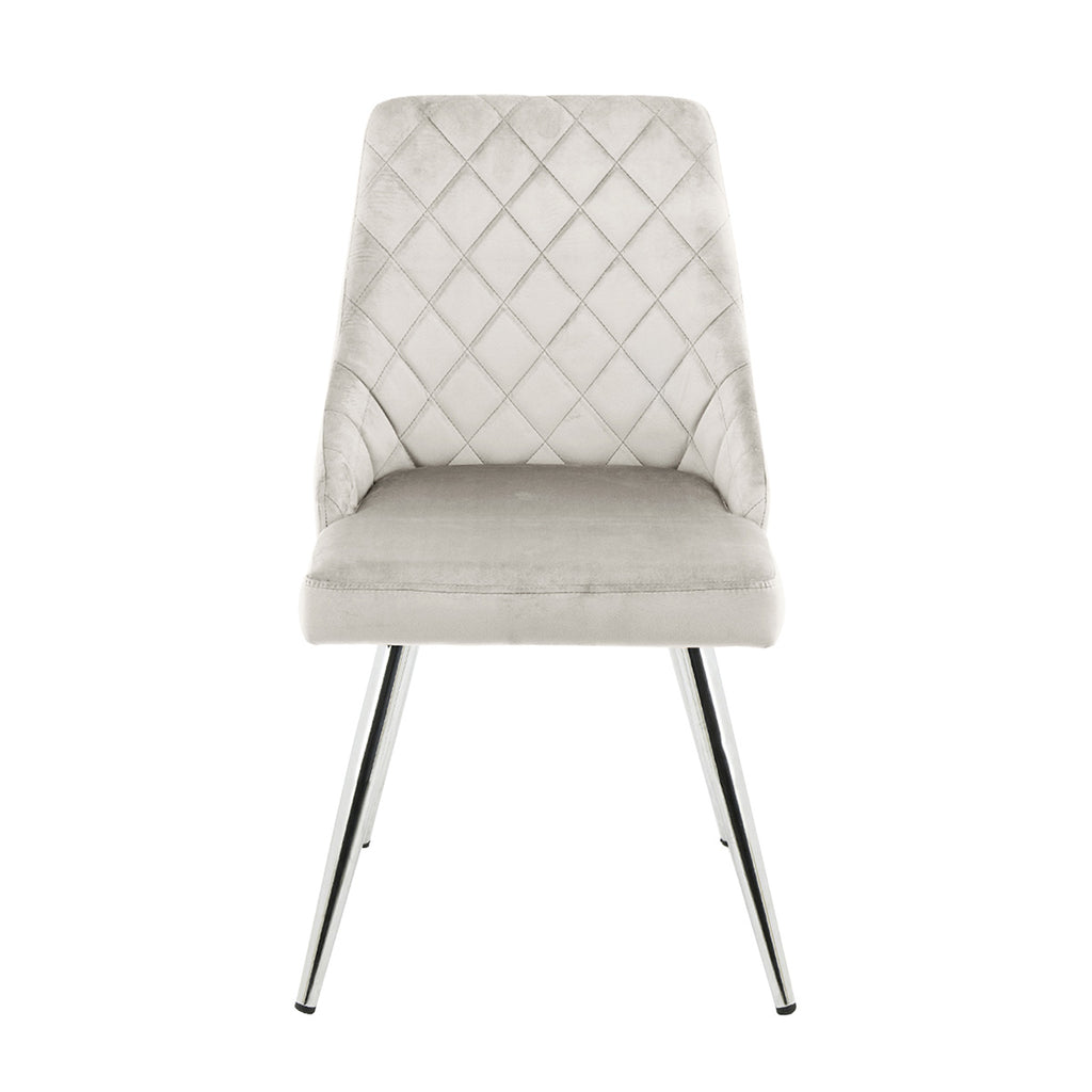 cream dining chair with chrome legs