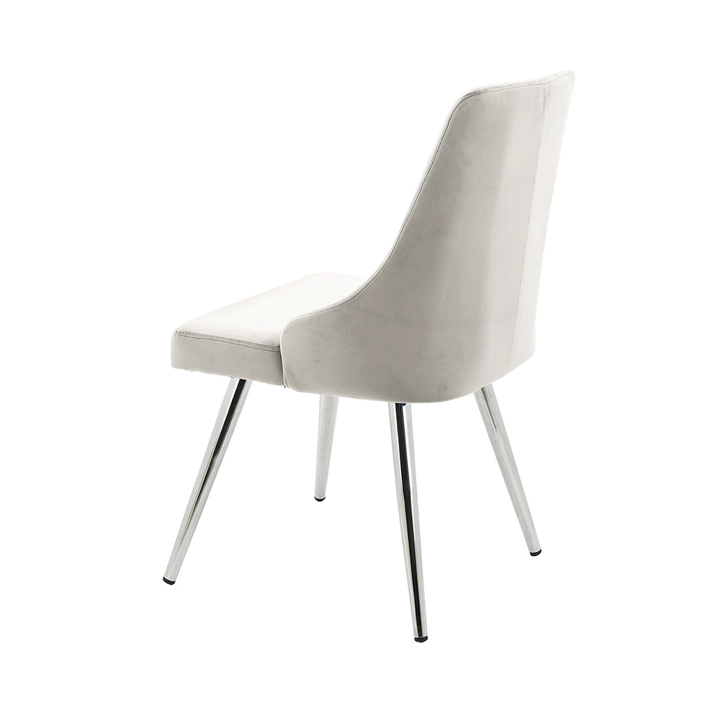 cream velvet dining chair with chrome legs