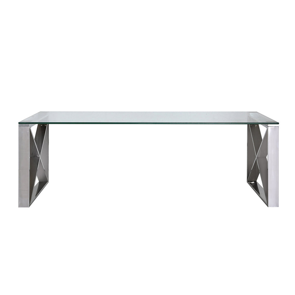 Living Room Set of 4 - Madrid Chrome Two Side Tables + Coffee Table + Console Table - VANITY LIVING