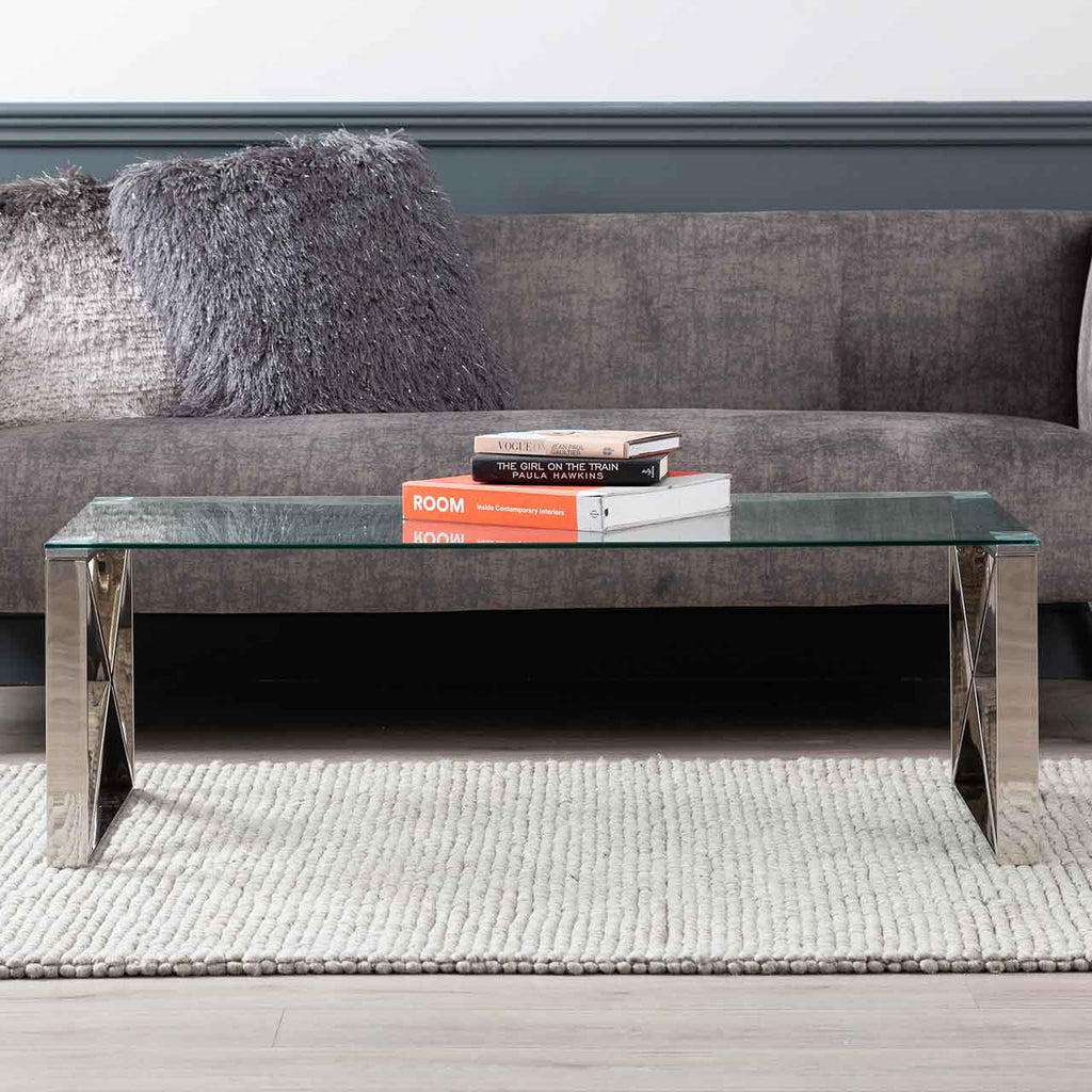 metal chrome coffee table