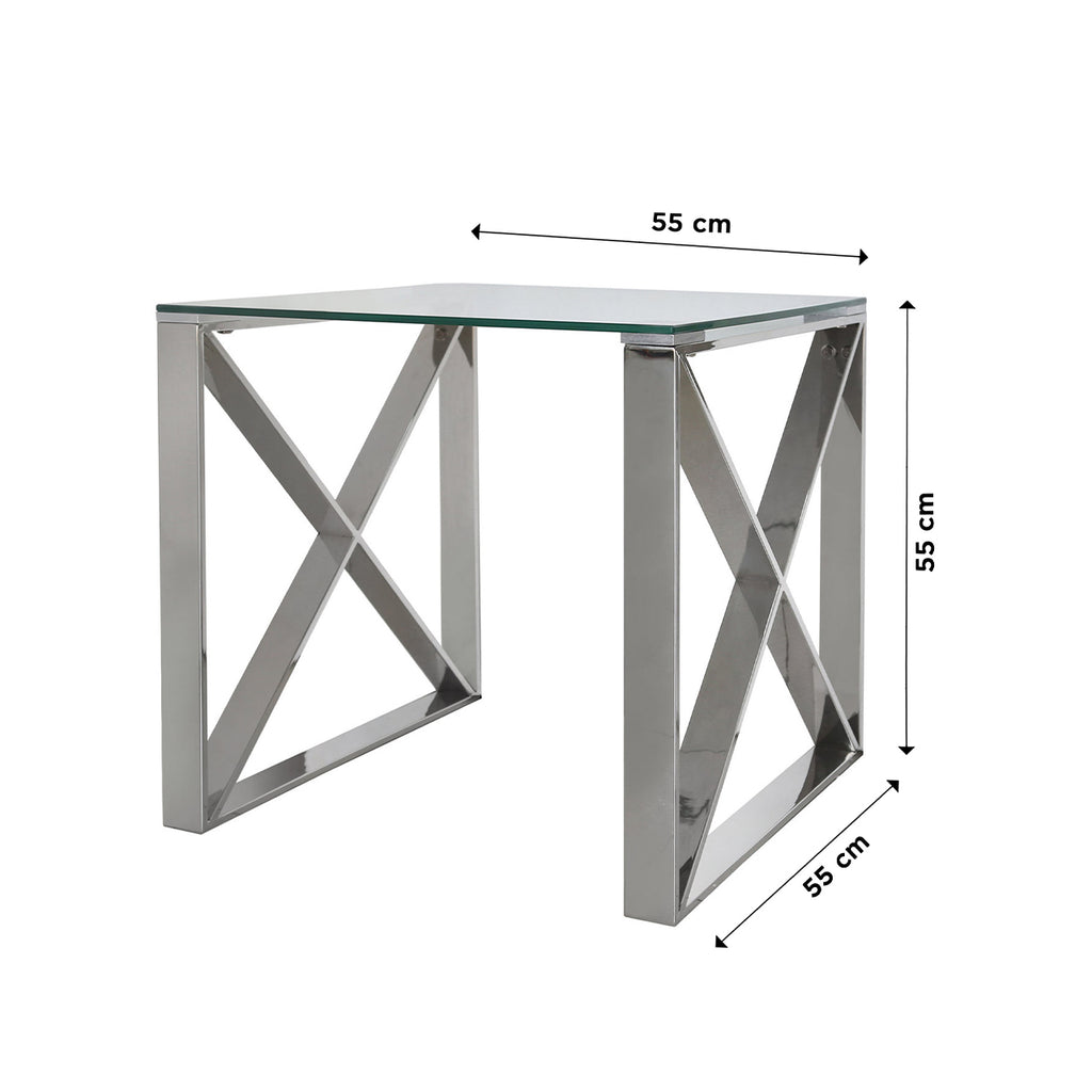 Living Room Set of 5 - Madrid Chrome Two Side Tables + Coffee Table + Console Table + TV Unit - VANITY LIVING