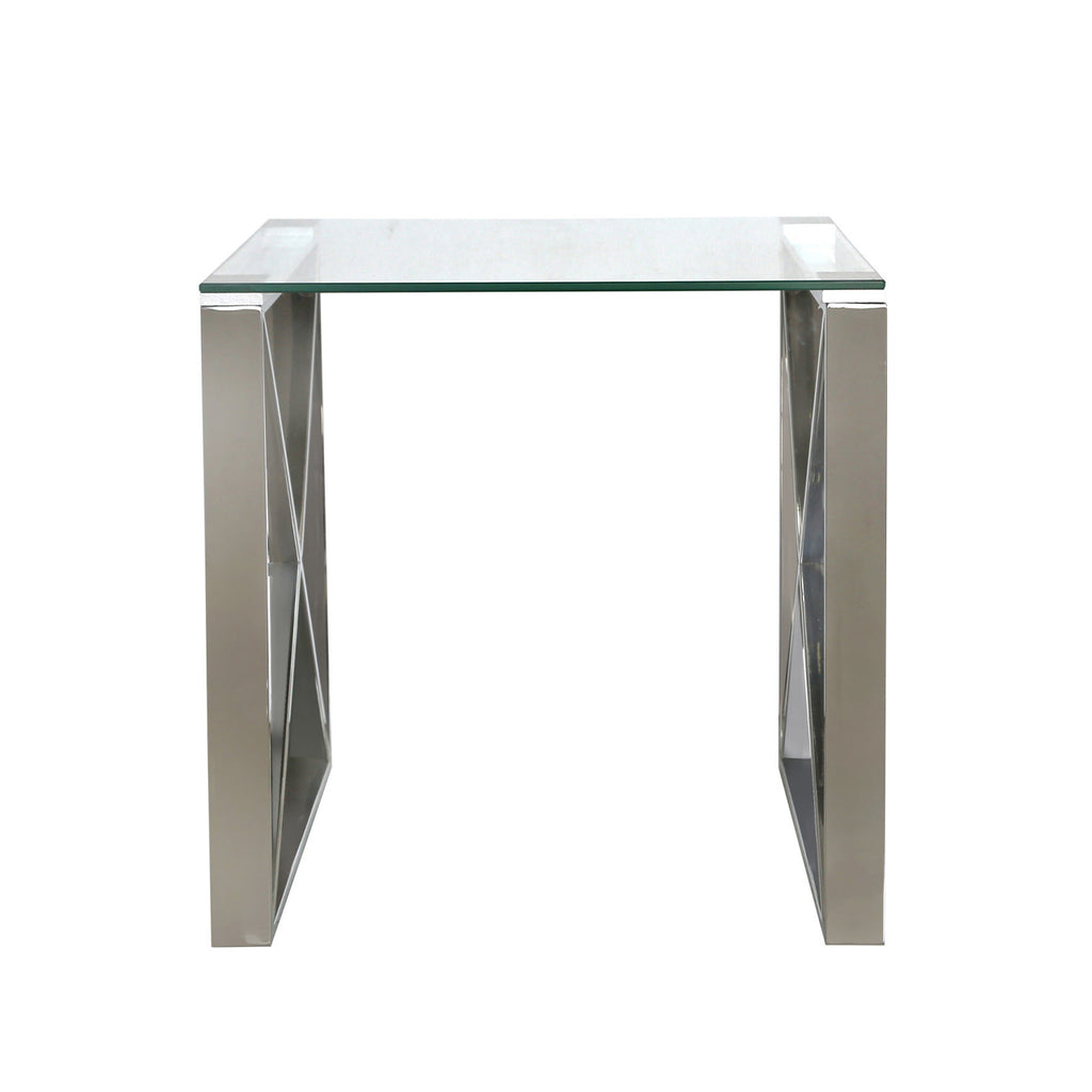 Living Room Set of 4 - Madrid Chrome Two Side Tables + Coffee Table + Console Table - VANITY LIVING