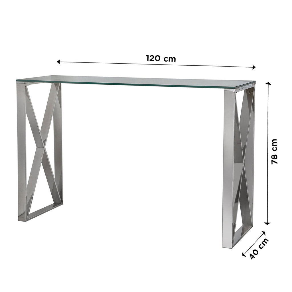 Living Room Set of 5 - Madrid Chrome Two Side Tables + Coffee Table + Console Table + TV Unit - VANITY LIVING