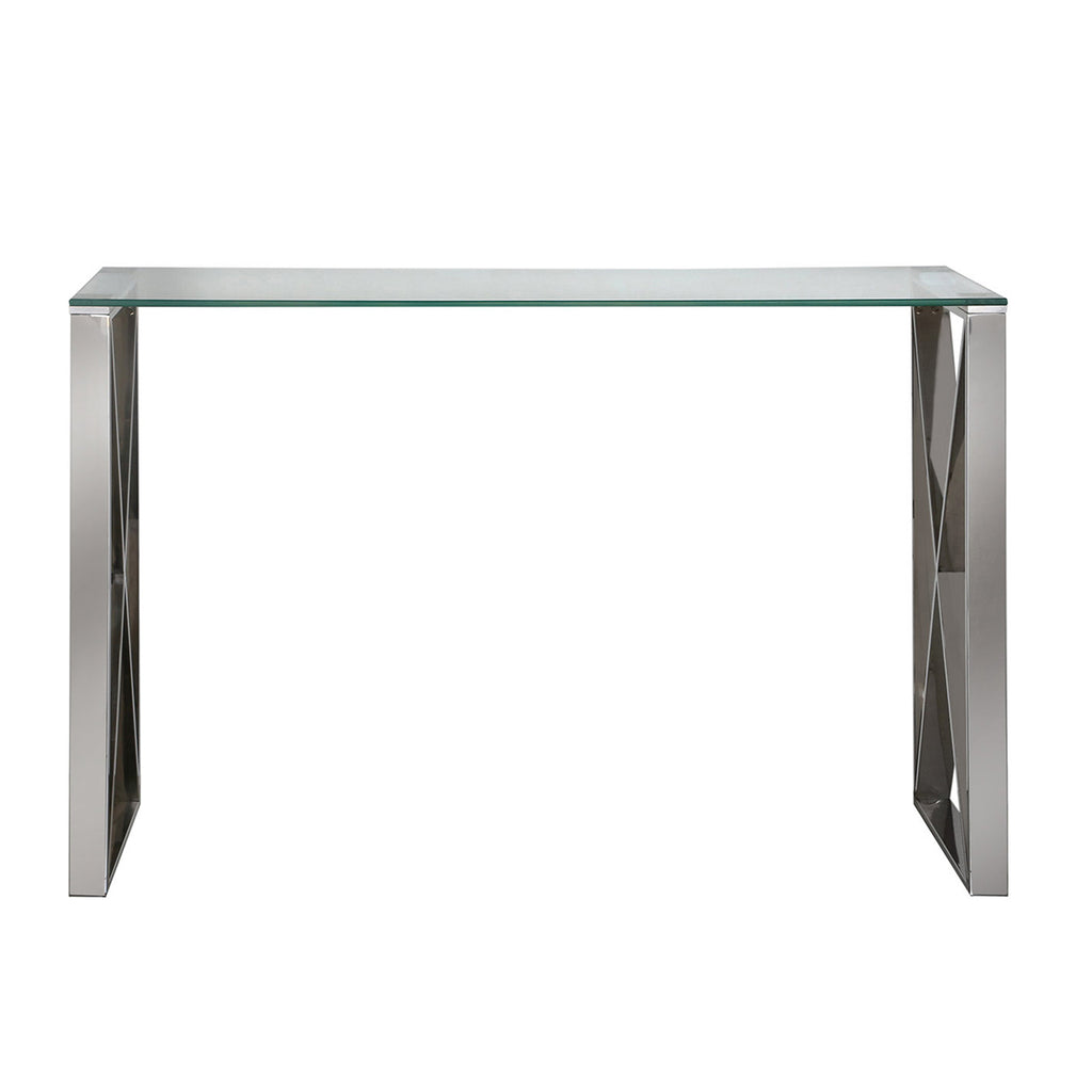 Living Room Set of 4 - Madrid Chrome Two Side Tables + Coffee Table + Console Table - VANITY LIVING
