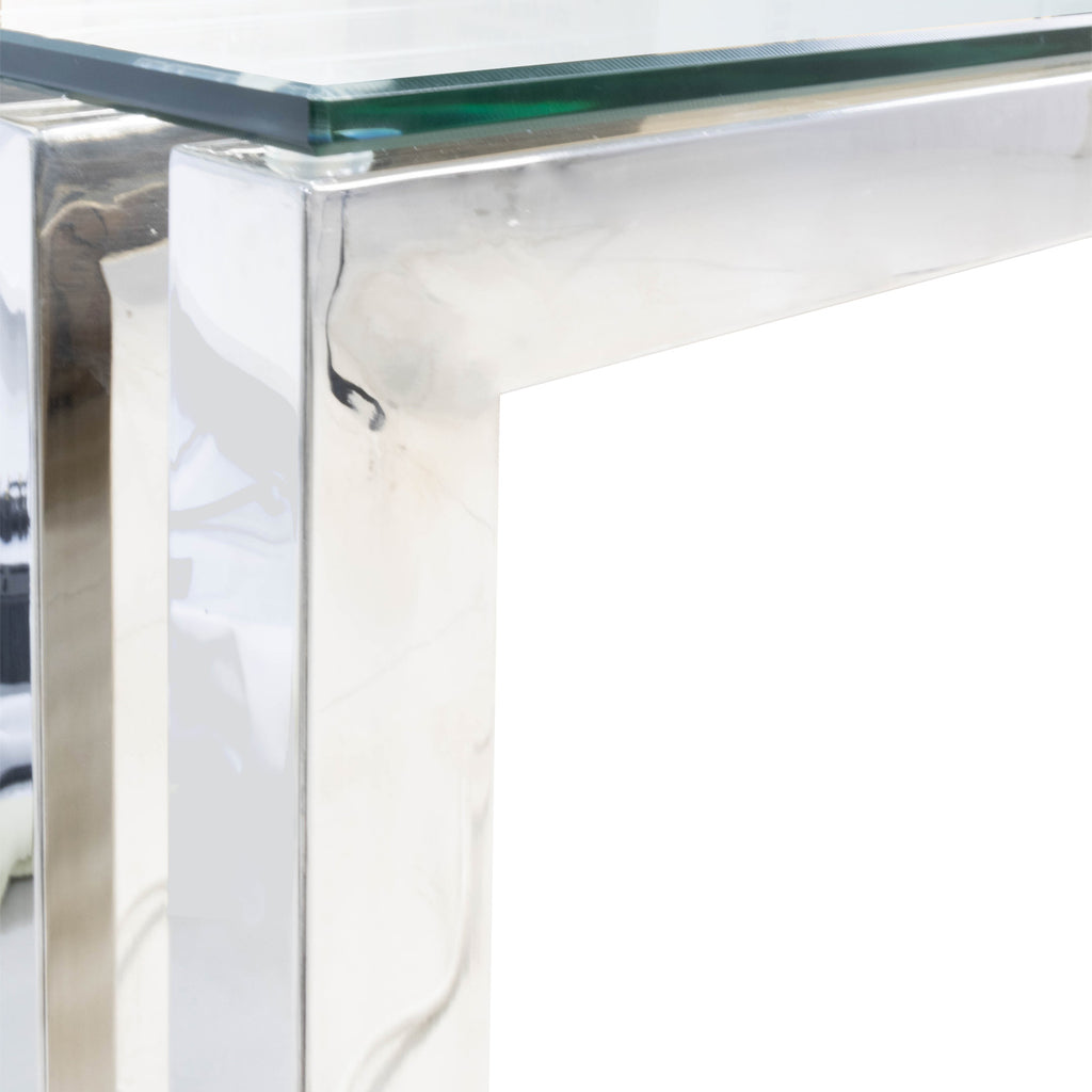 chrome coffee table with glass top