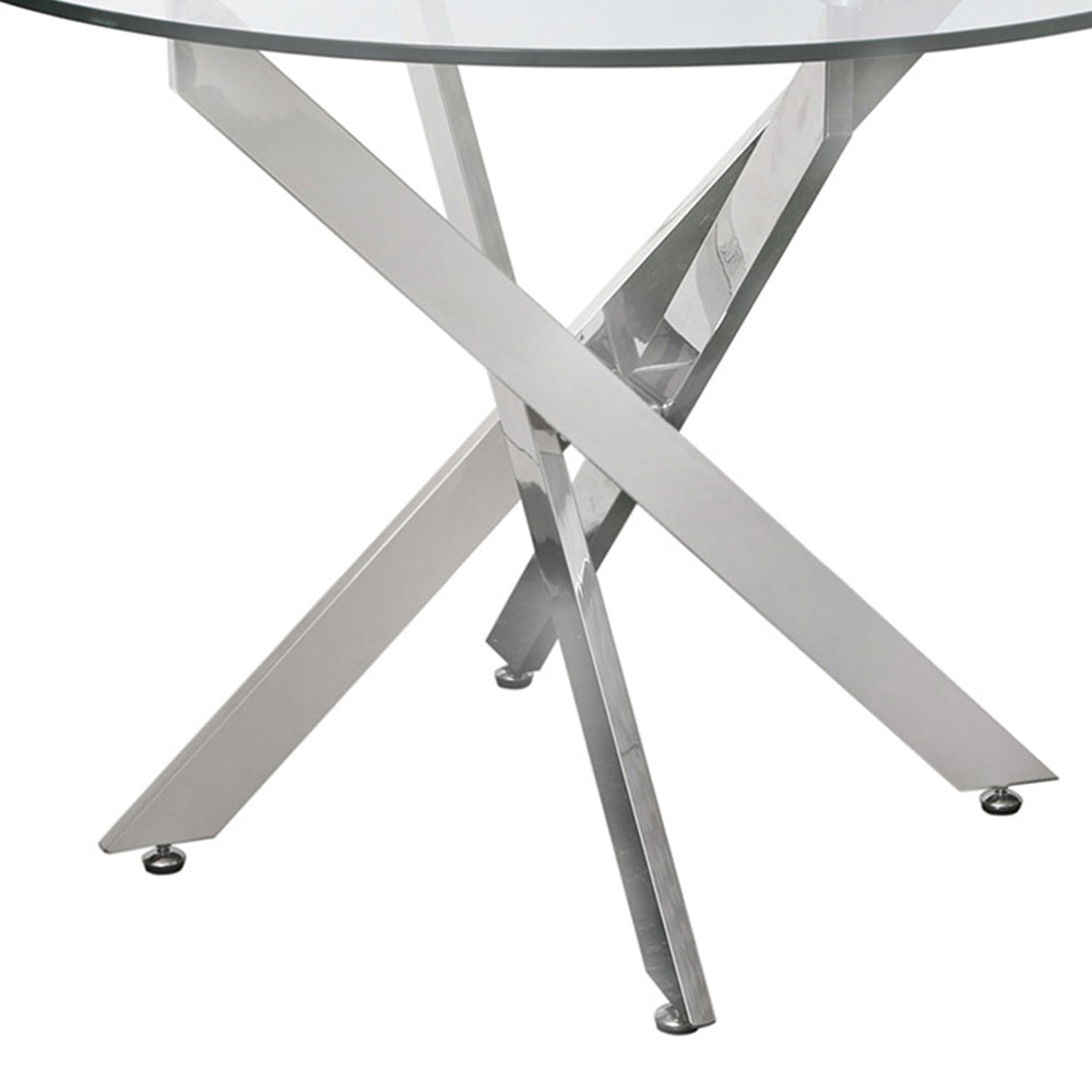 chrome dining table in round shape