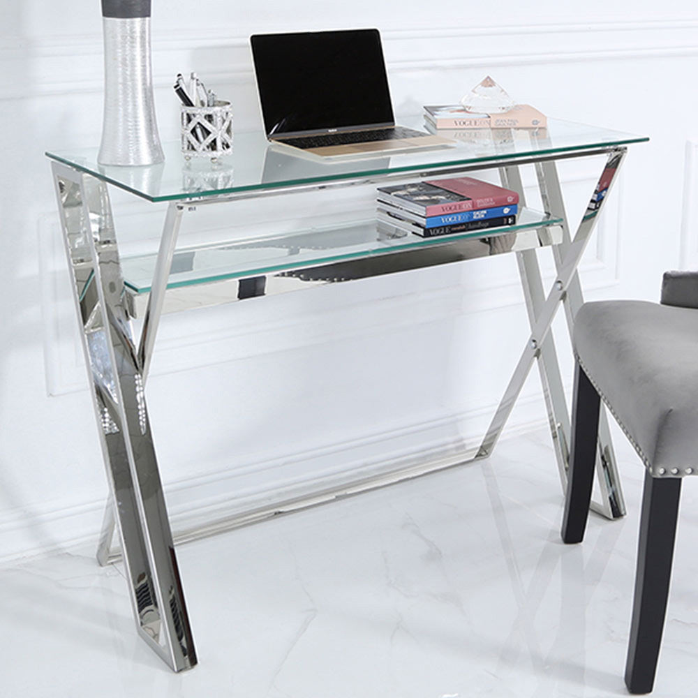 chrome study table with storage