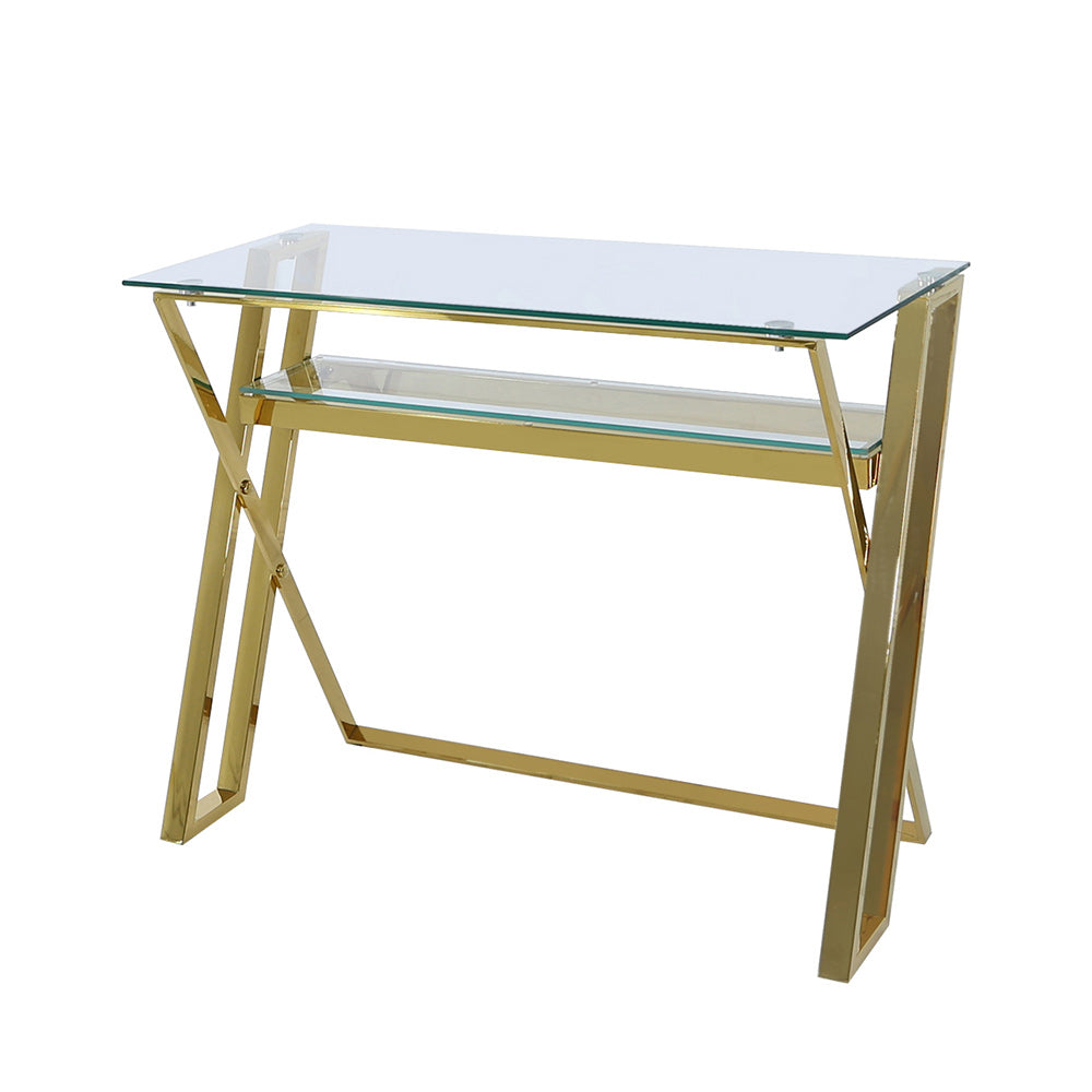 Gold cheap glass desk
