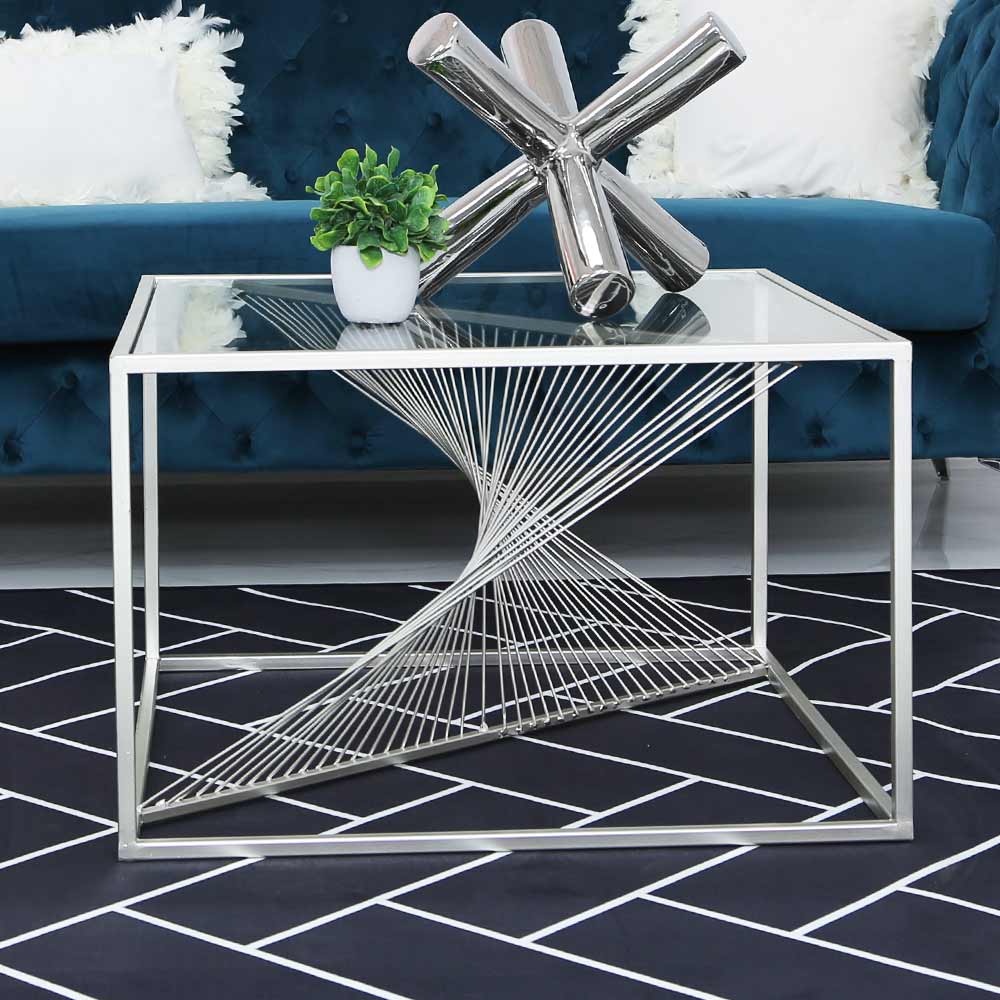 silver colored coffee table