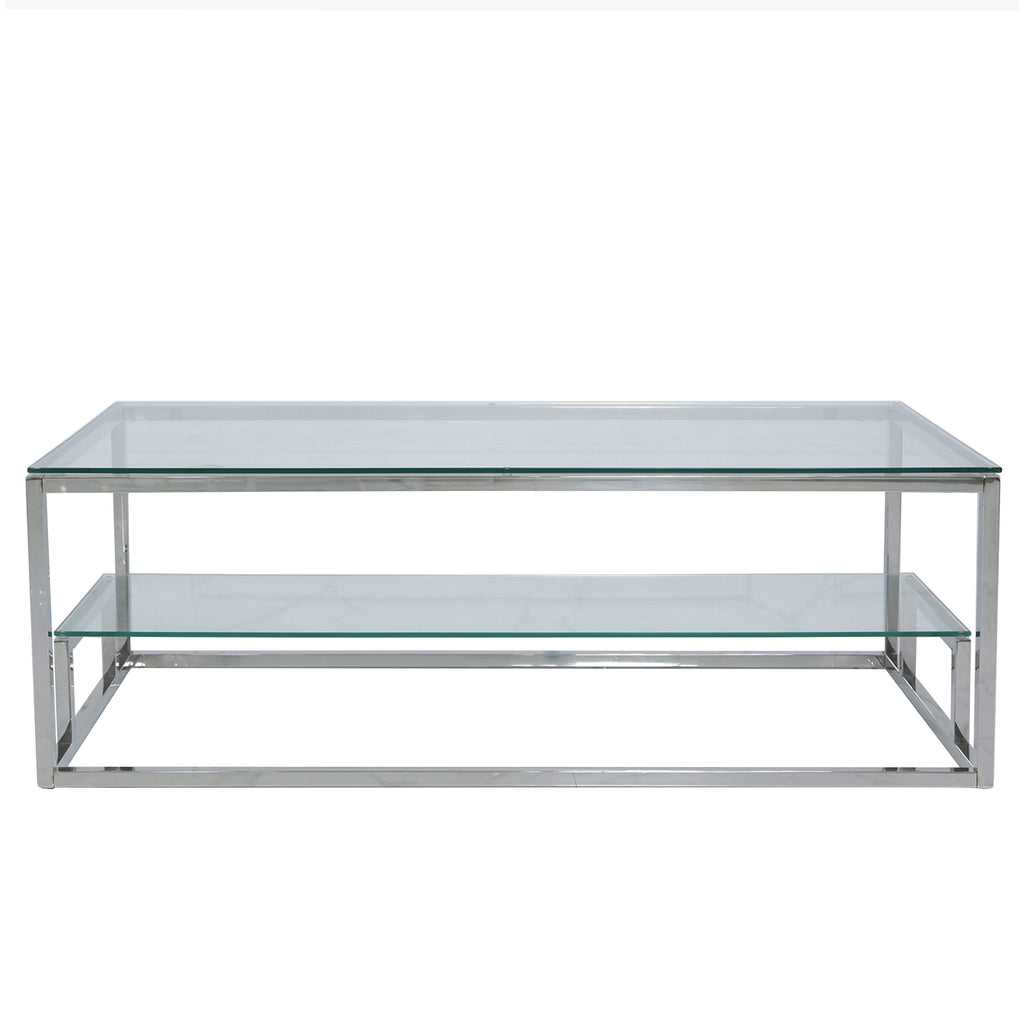 Valencia 2-Tier Chrome - 2 Side Tables +Coffee Table - VANITY LIVING
