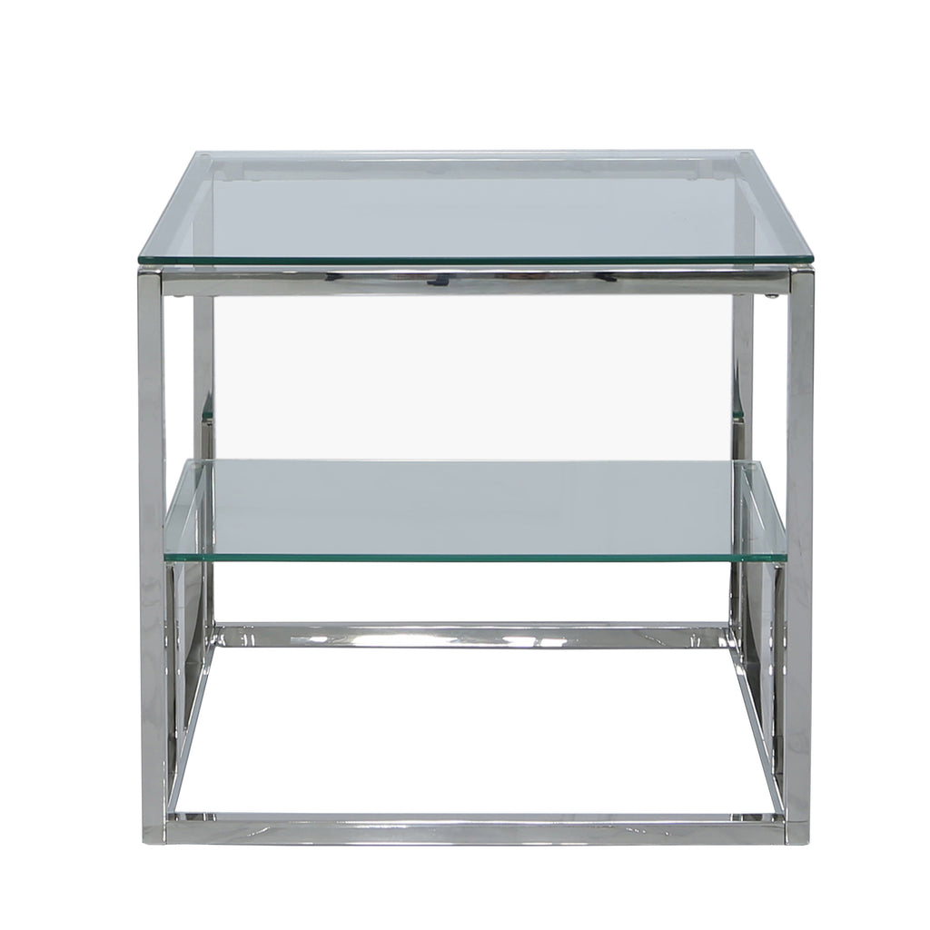 Valencia 2-Tier Chrome - 2 Side Tables +Coffee Table - VANITY LIVING