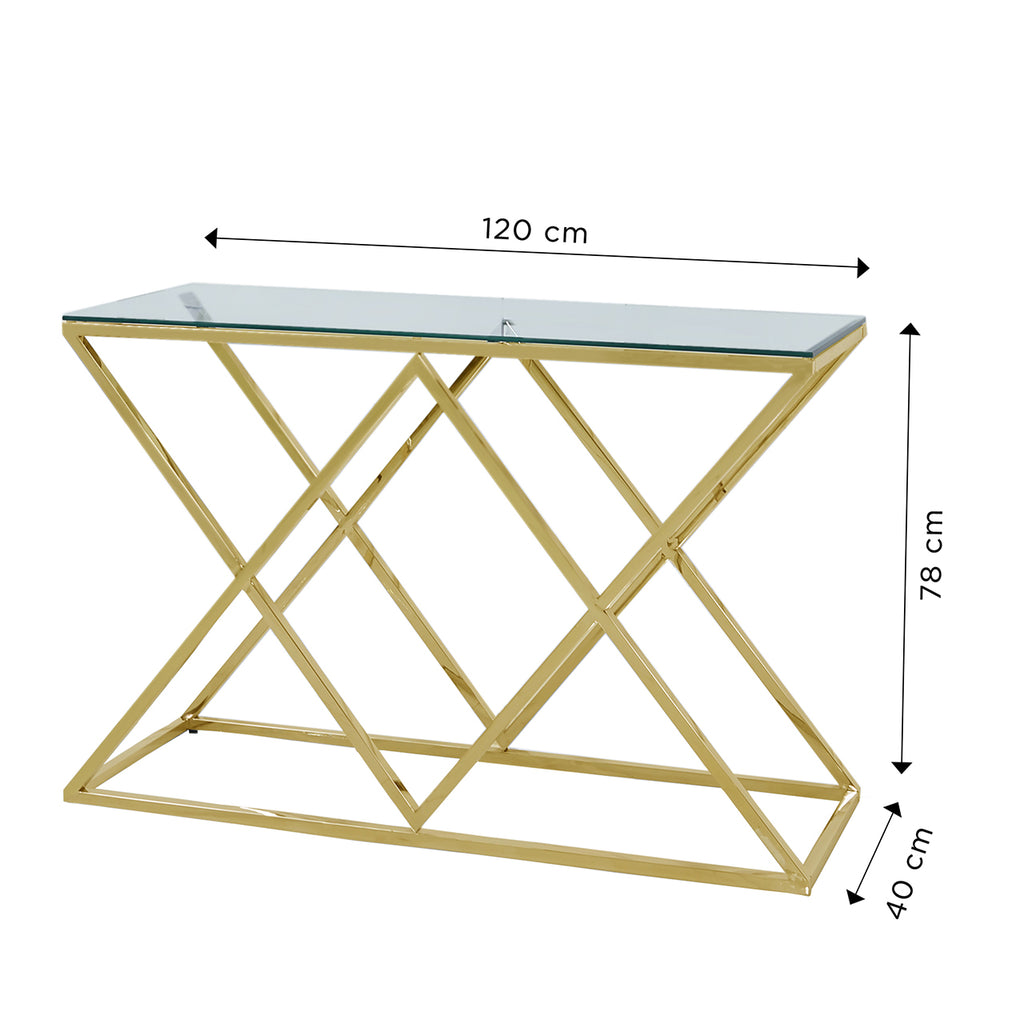 gold console table dimension