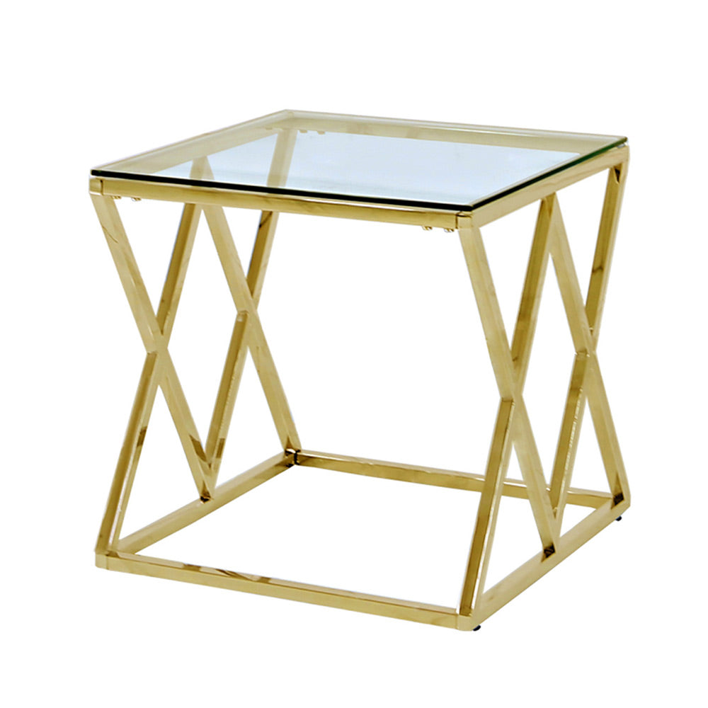 glass top side table