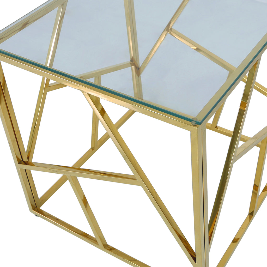 glass top gold side table in Dubai