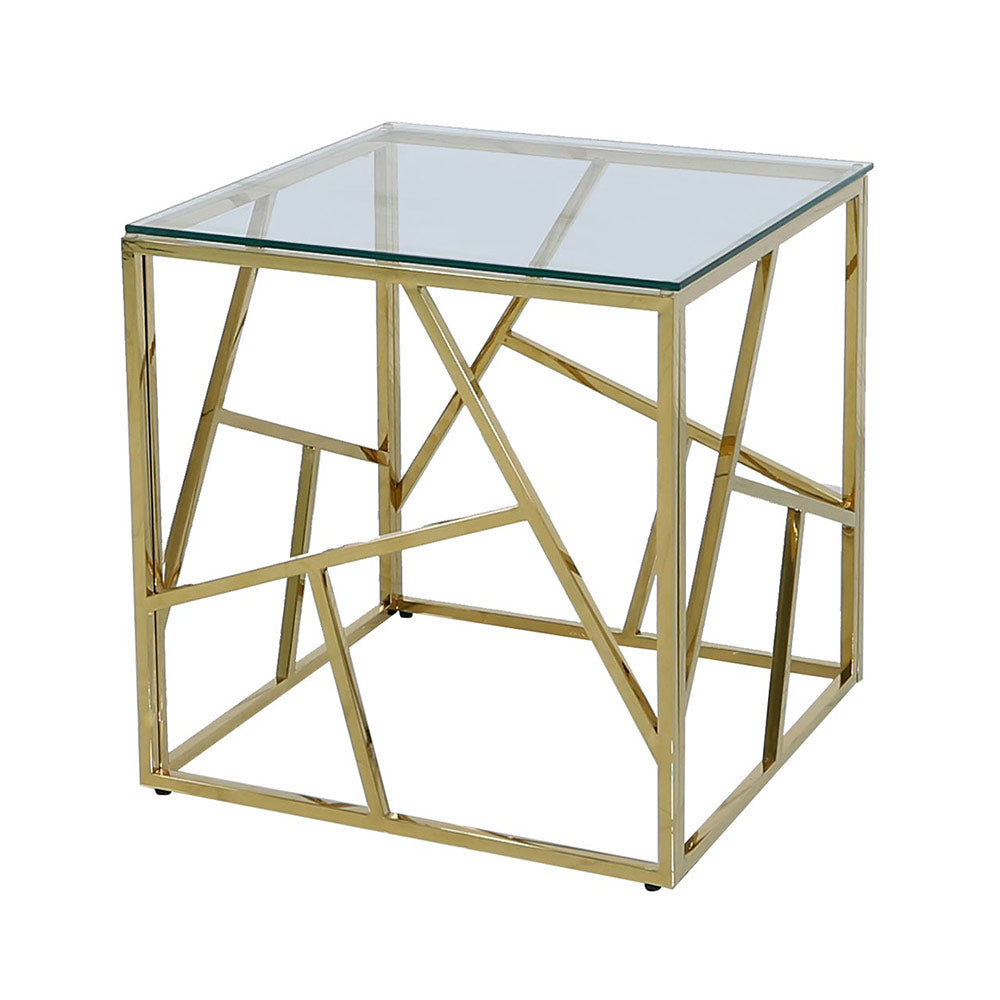 gold side table with glass top