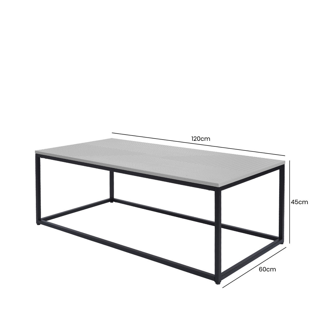 Black Metal Wooden Top Coffee Center Table