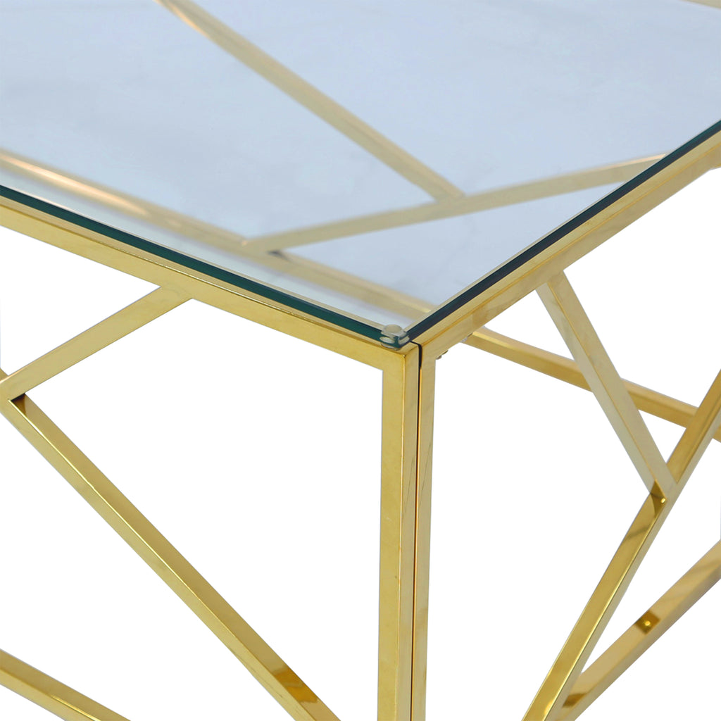 gold side table with glass top