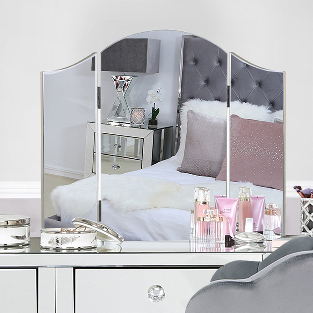 vanity mirror, table mirror, makeup mirror, dressing table mirror, curved mirror, trifold mirror