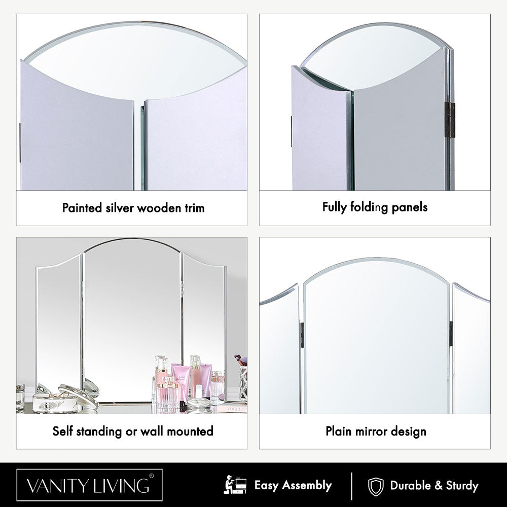 vanity mirror, table mirror, makeup mirror, dressing table mirror, curved mirror, trifold mirror