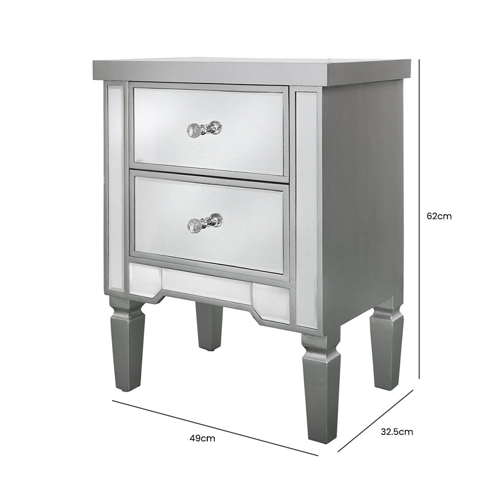 silver bedside table