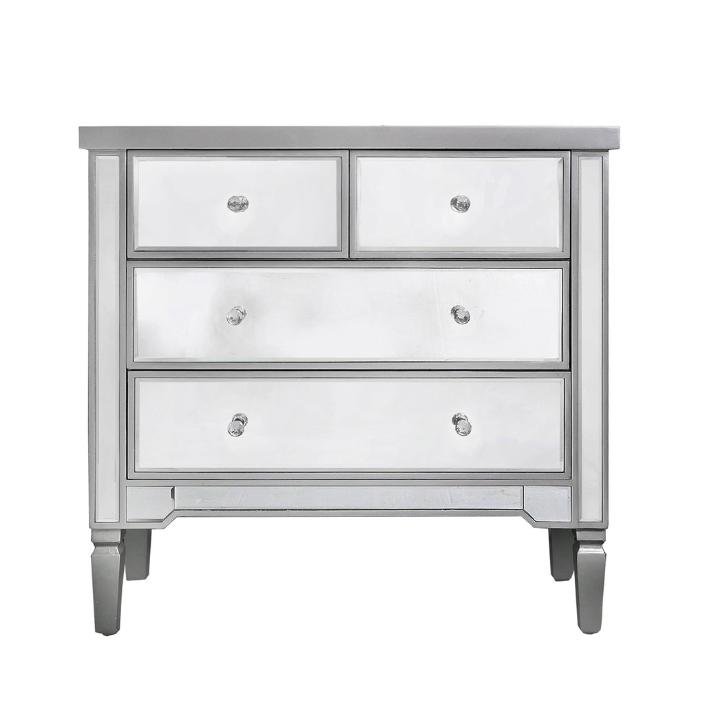 Bedroom Set of 3 - Treviso Silver Two Bedside Tables + Chest of Drawer - VANITY LIVING