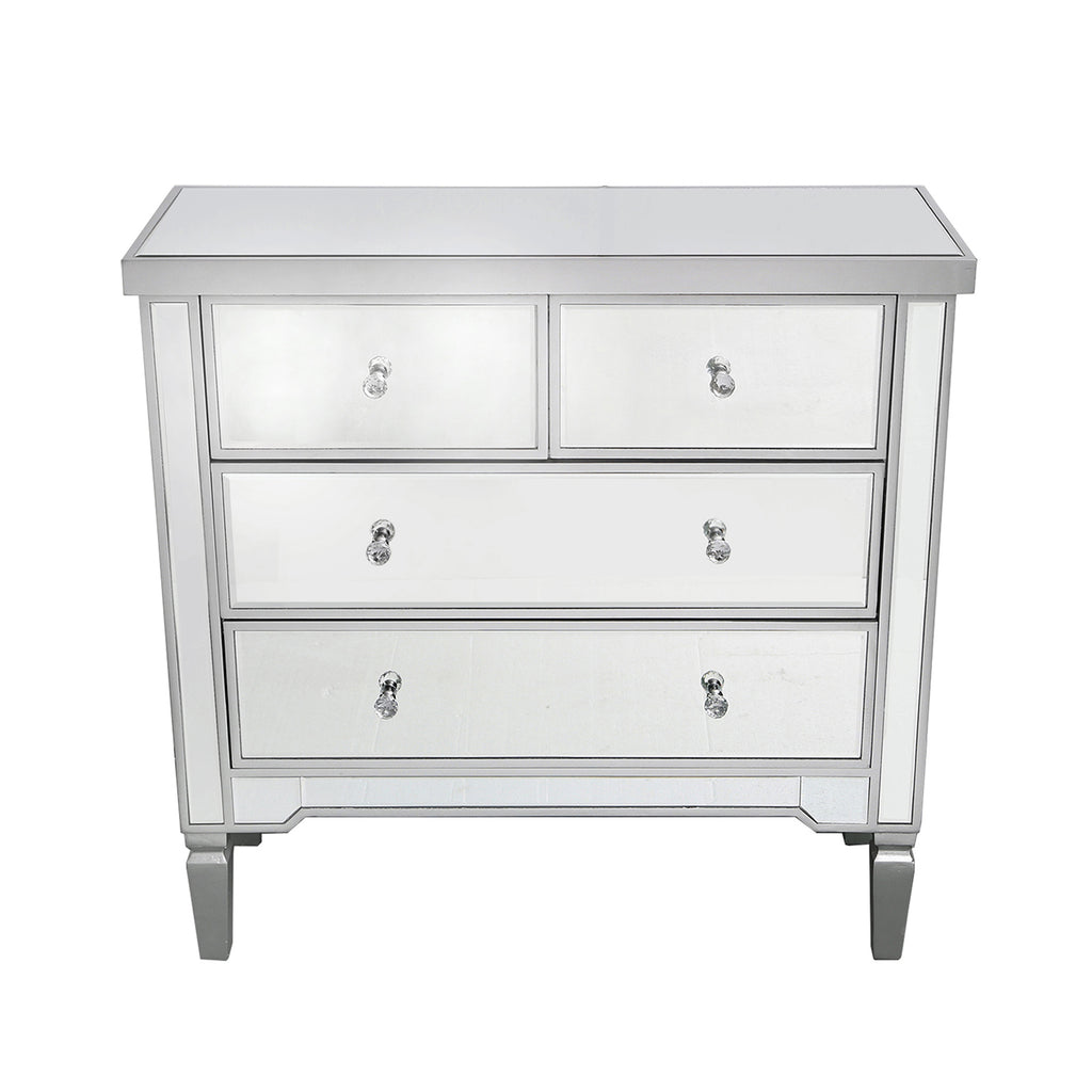 Bedroom Set of 4 - Treviso Silver Two Bedside Tables + Chest of Drawer + Console Table - VANITY LIVING