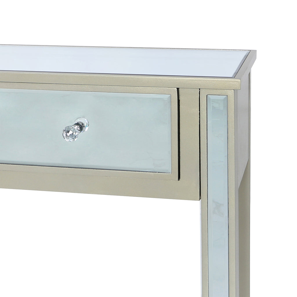 Bedroom Set of 4 - Treviso Gold Two Bedside Tables + Chest of Drawer + Console Table - VANITY LIVING