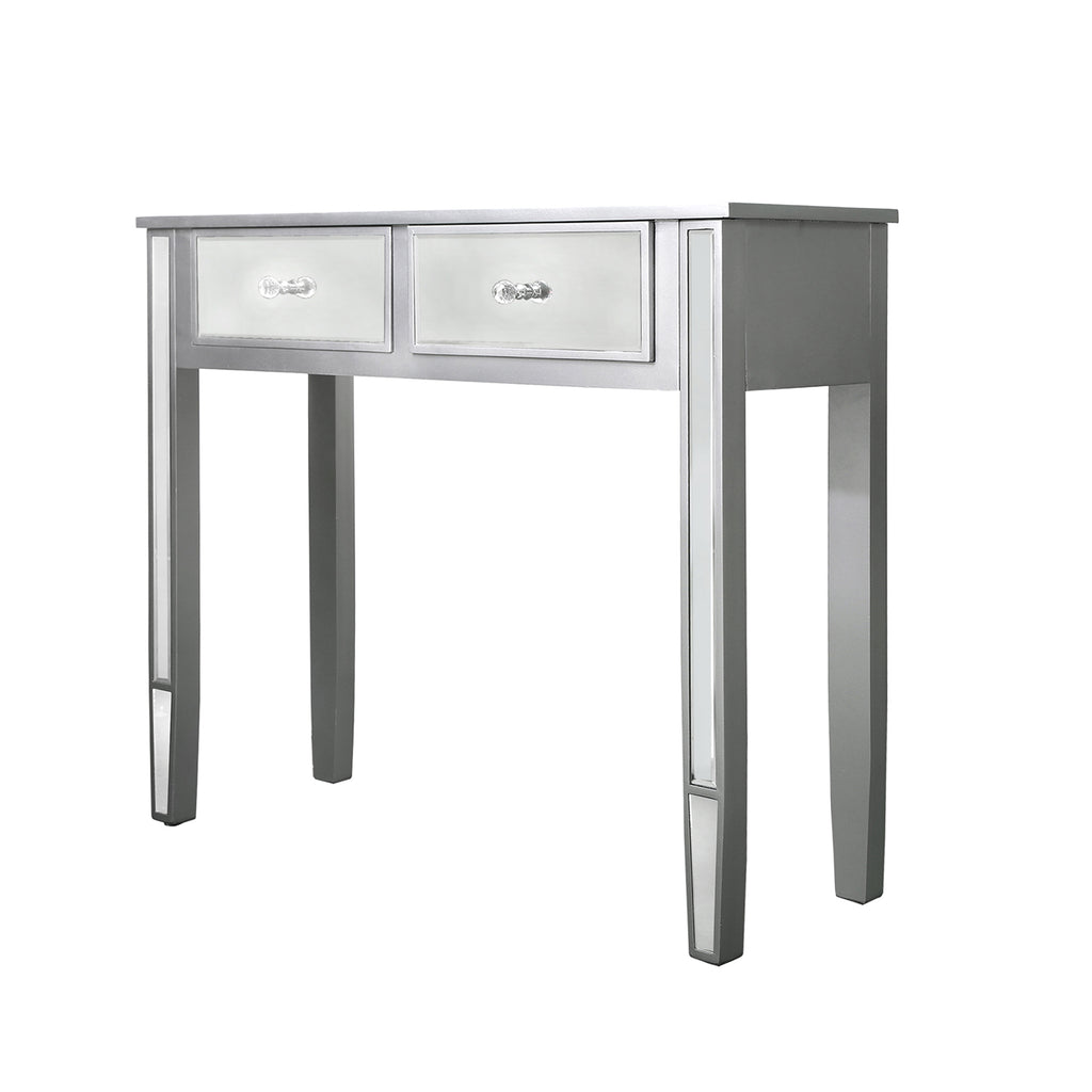 Bedroom Set of 5 - Treviso Silver Two Bedside Tables + Chest of Drawer + Console Table + Wall Mirror - VANITY LIVING