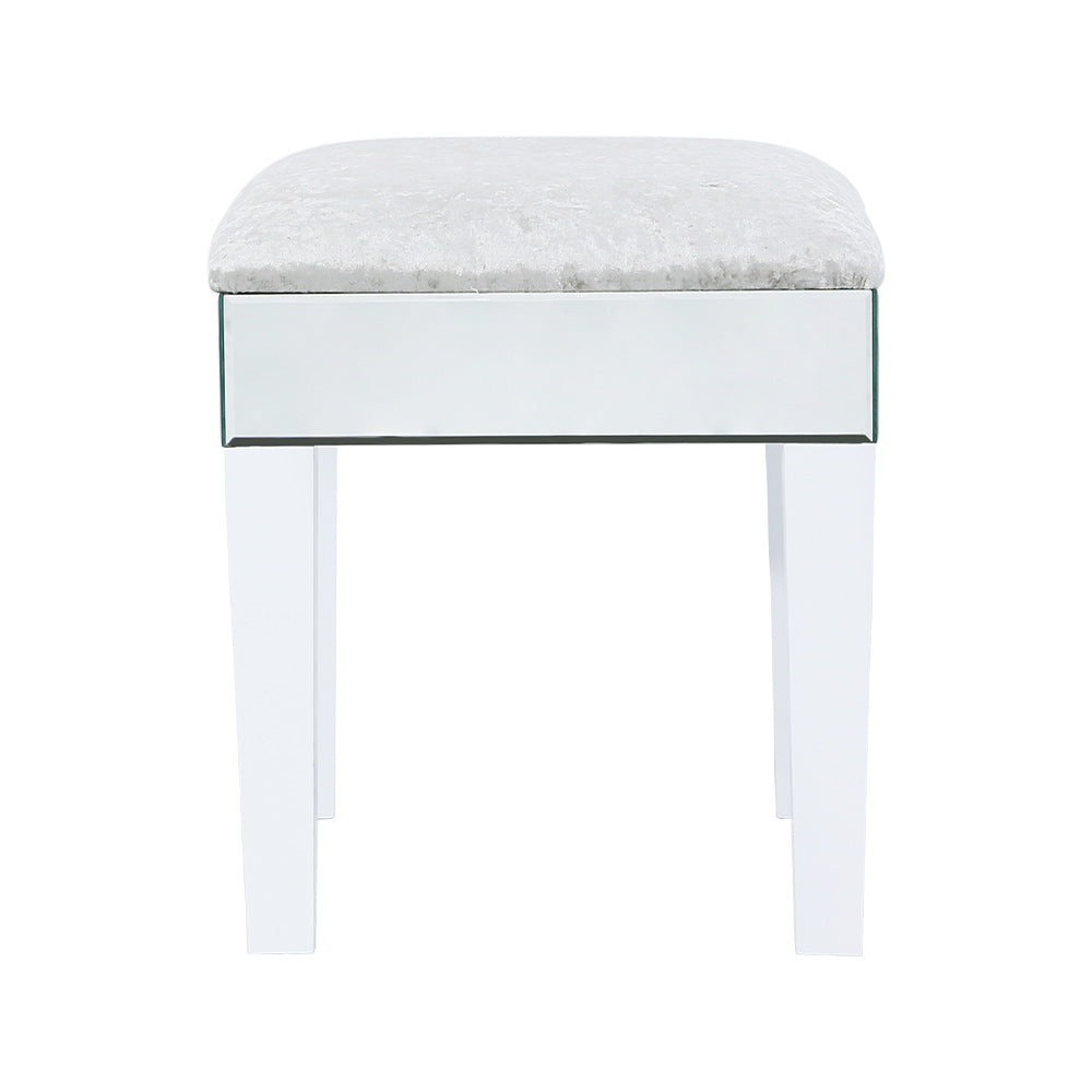 stool, mirror stool chair, cushioned stool, mirrored cushioned stool, dressing stool, poufs stool, sitting stool, velvet stool