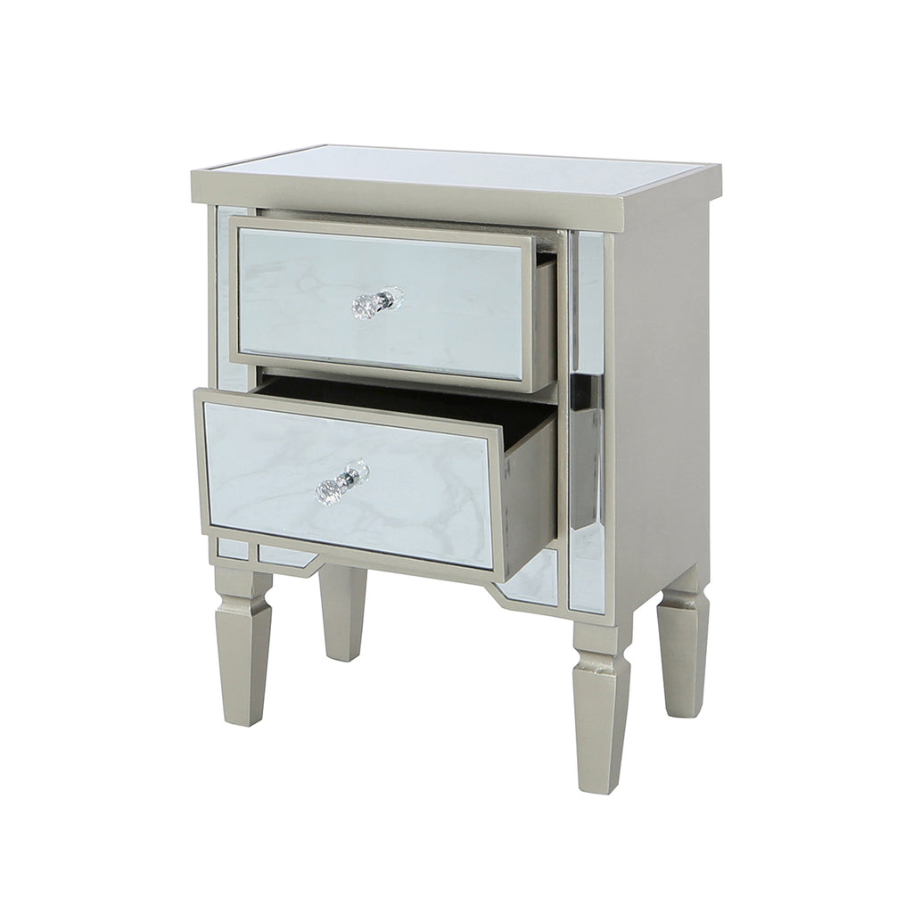 Bedroom Set of 5 - Treviso Gold Two Bedside Tables + Chest of Drawer + Console Table + Wall Mirror - VANITY LIVING