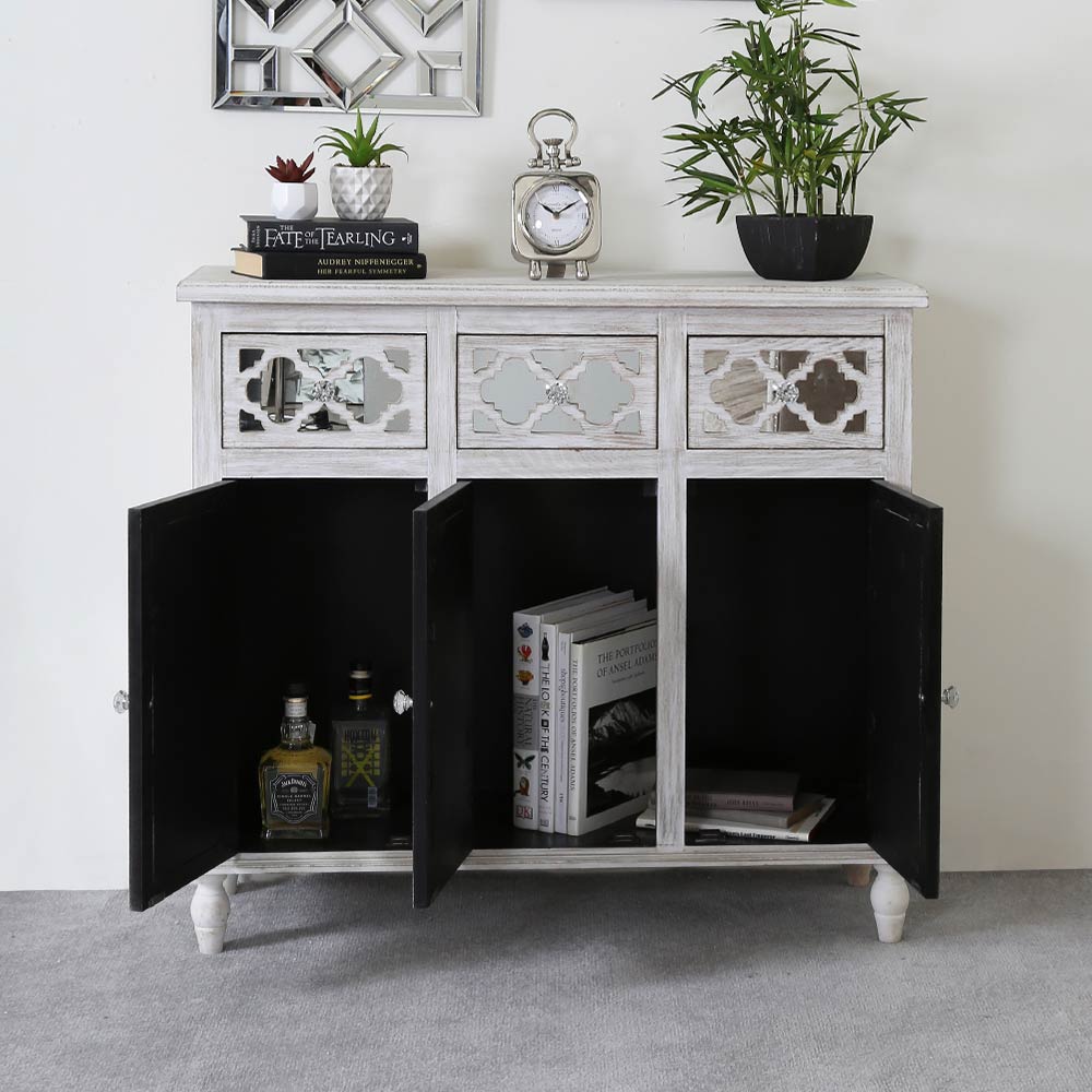 3 drawers mirrored cabinet in uae