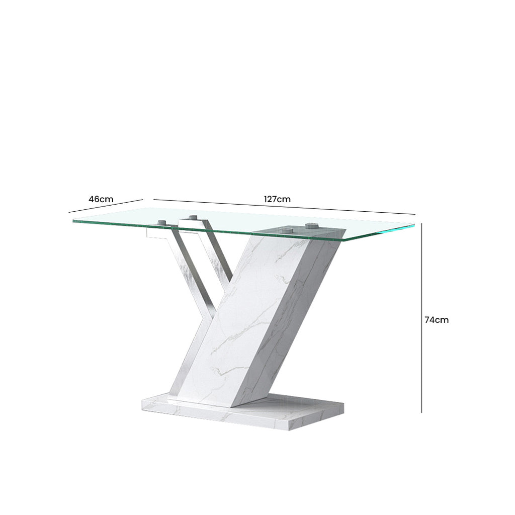 marble console table with glass top