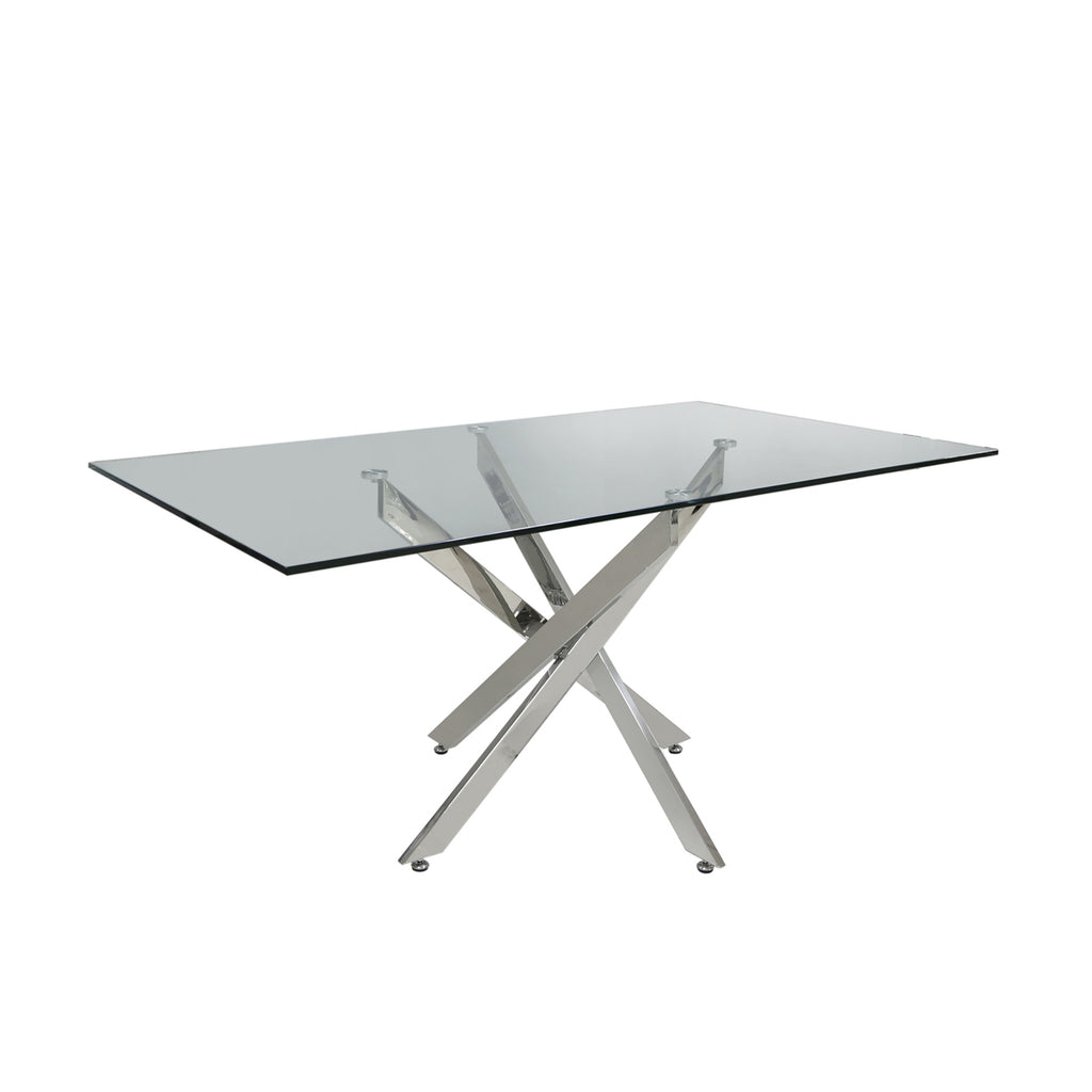 chrome dining table with glass top